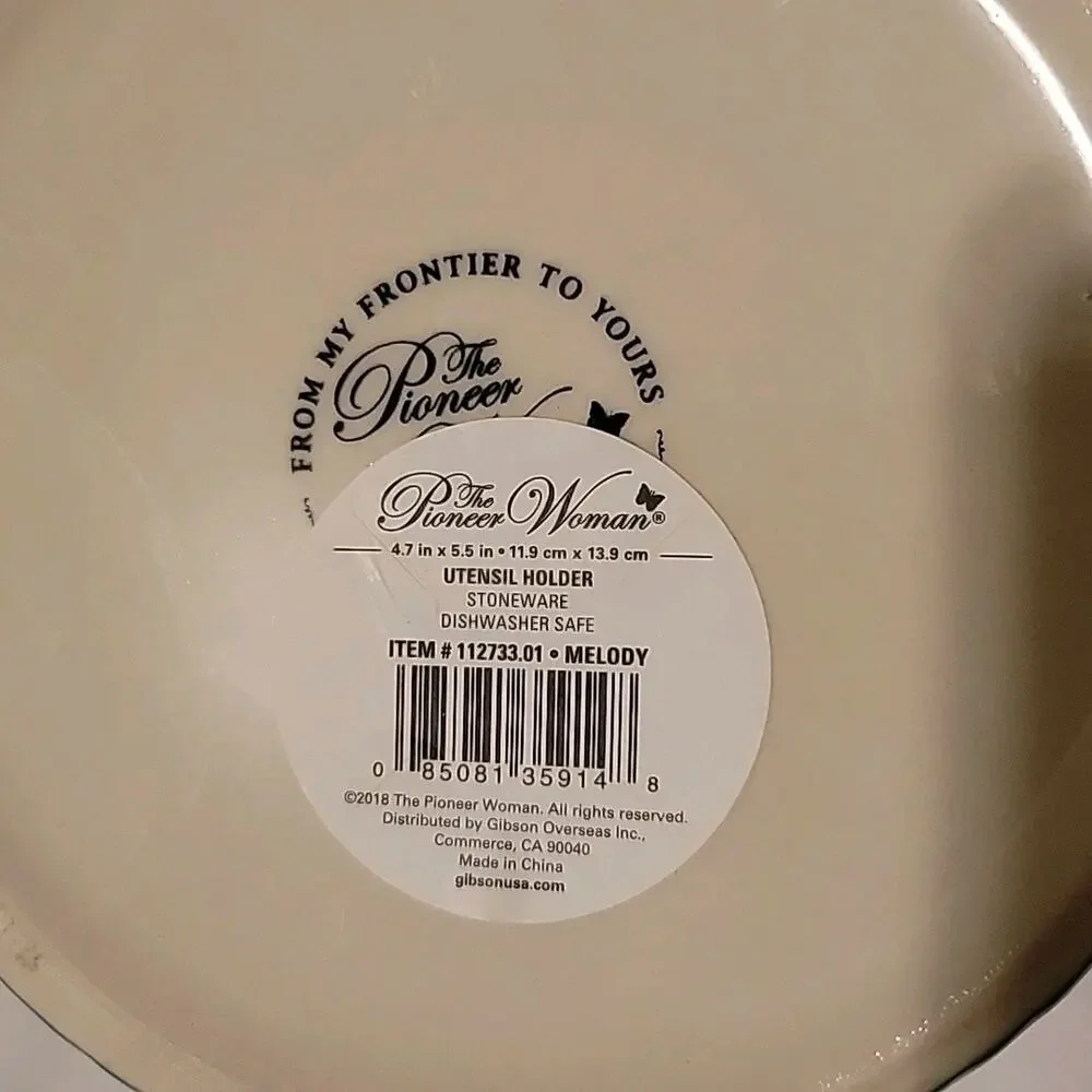 The Pioneer Woman Stoneware Crock Melody Floral Bloom Utensil Holder 5.5